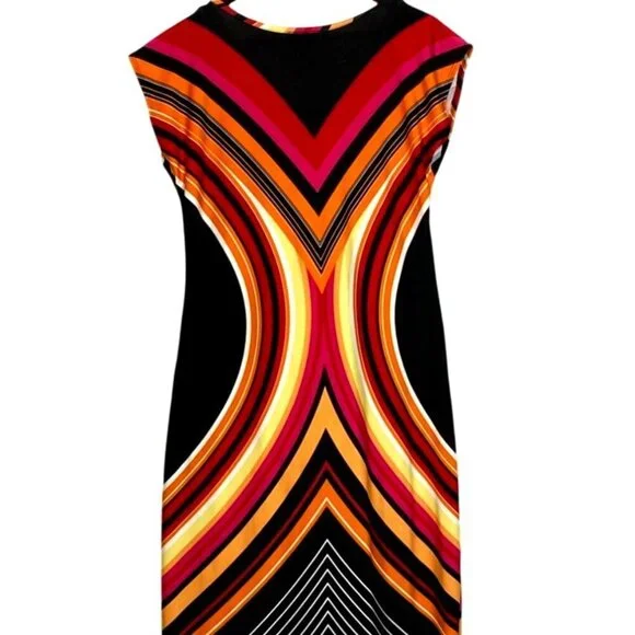 Olivia Matthews Maxi Dress Black & Vibrant Print Sleeveless Stretchy Sz Lg - Picture 5 of 7